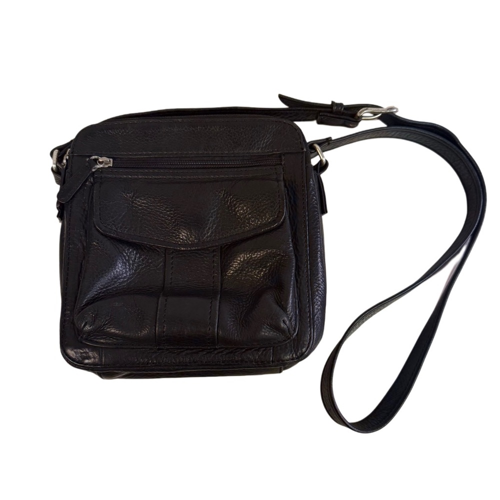 Vintage Fossil Black Leather Crossbody Bag